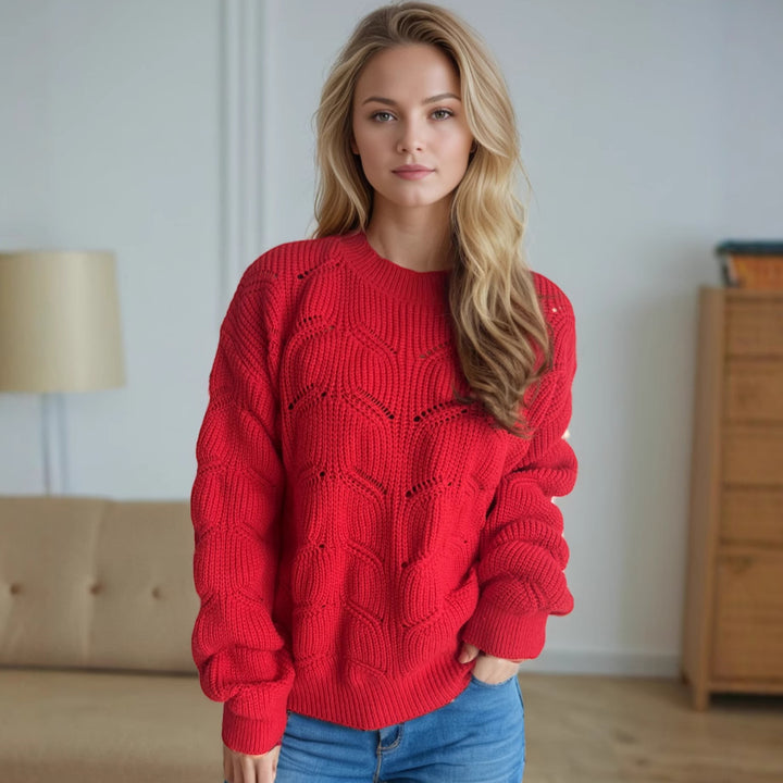Kvindernes chunky striktrøje med tekstureret kabelmønster og oversized pasform Stilla