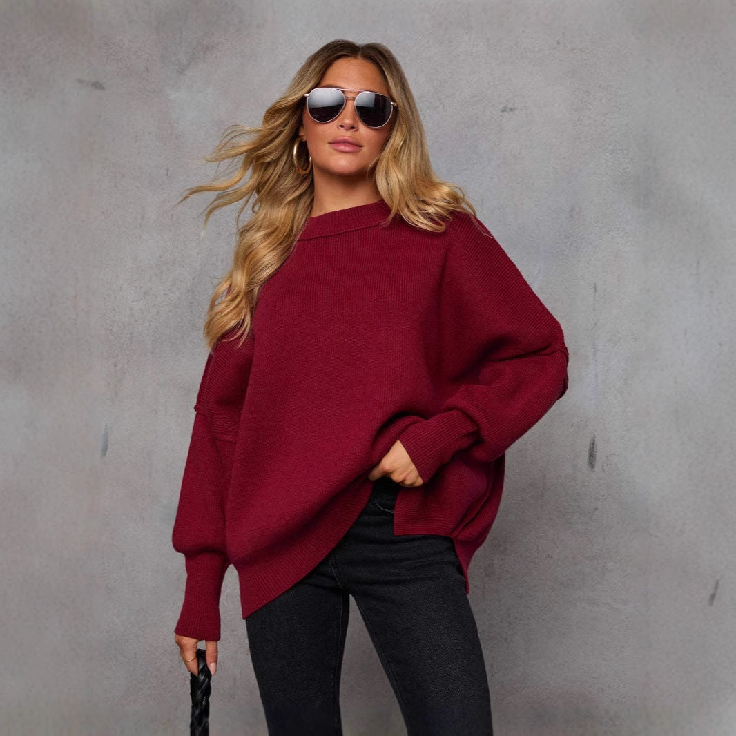 Dame Stor, afslappet sweater med stilfuldt ribmønster Stilla