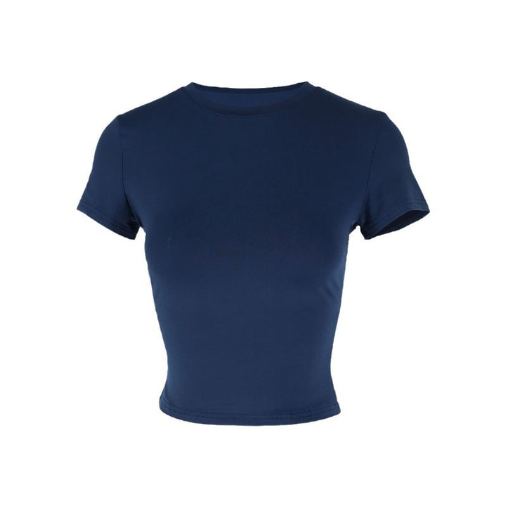 Dame tætsiddende Crop-Top med rund halsudskæring og elastisk materiale Skovae