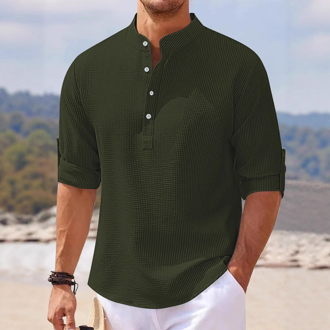Herre Kortærmet Henley-Shirt med struktureret væv Stilla