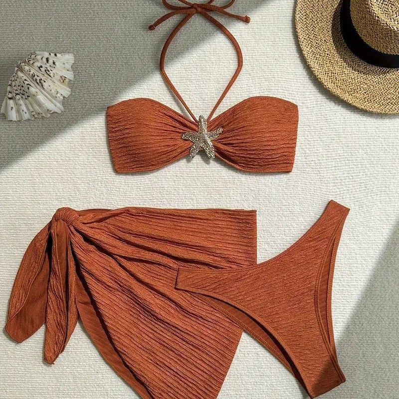 Dame bandeau-bikini med lækkert sarong Skovae