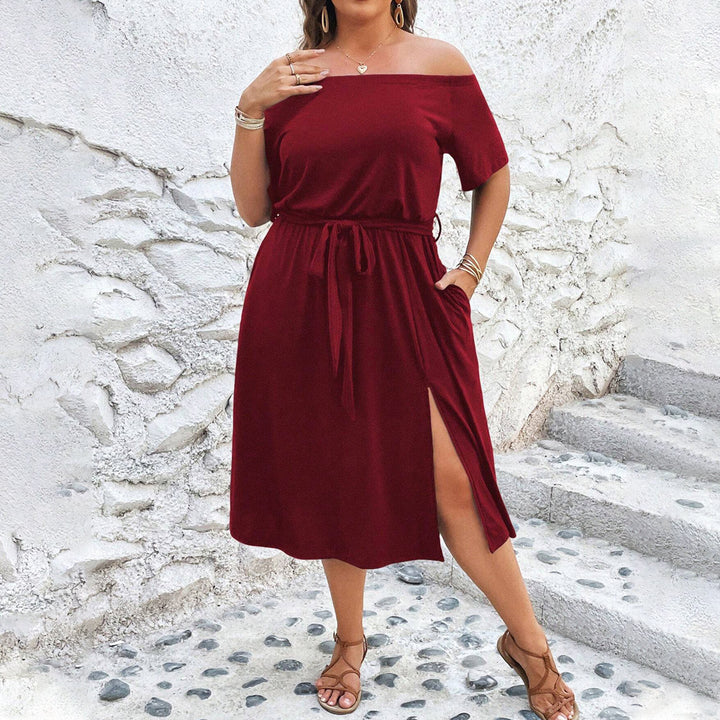 Dame Off-Shoulder Maxikjole med elegant drapering og sidelæg Skovae