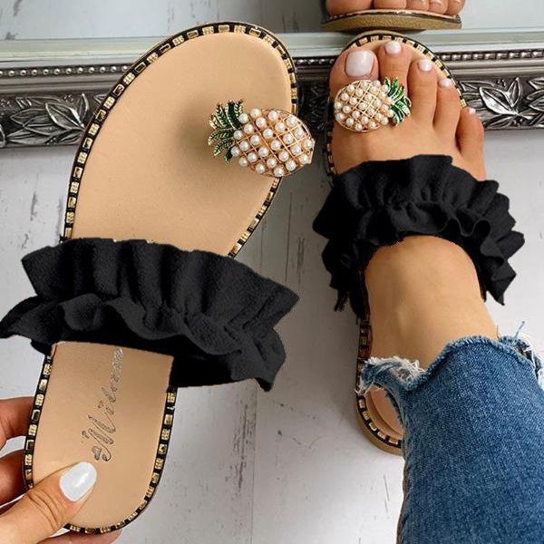 Dame slippers med frugtigt design og flæser Stilla
