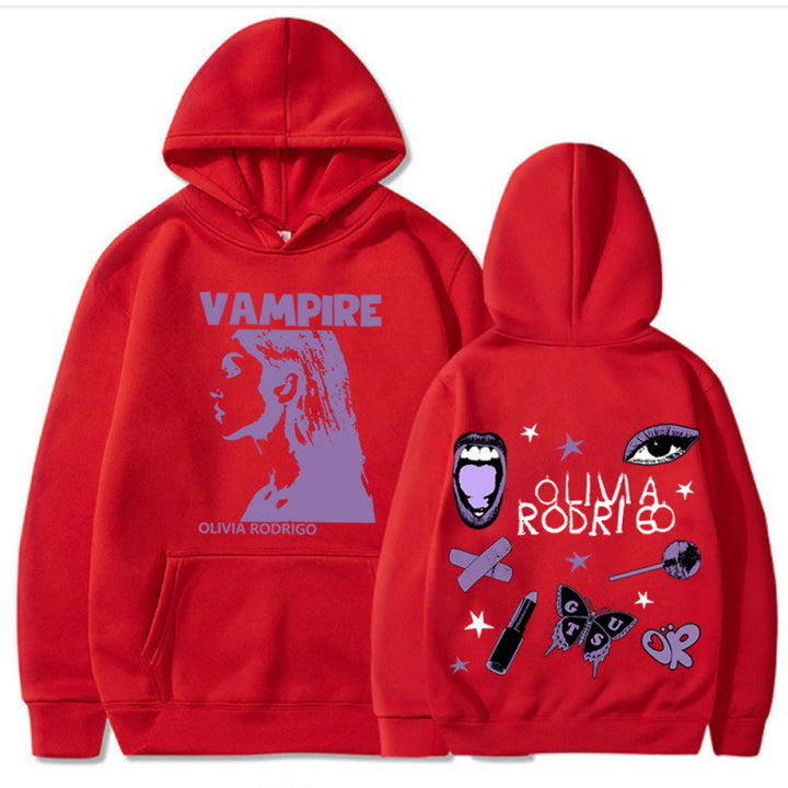 Kvinders hoodie med kunstnerisk vampyrtryk og oversized pasform Skovae
