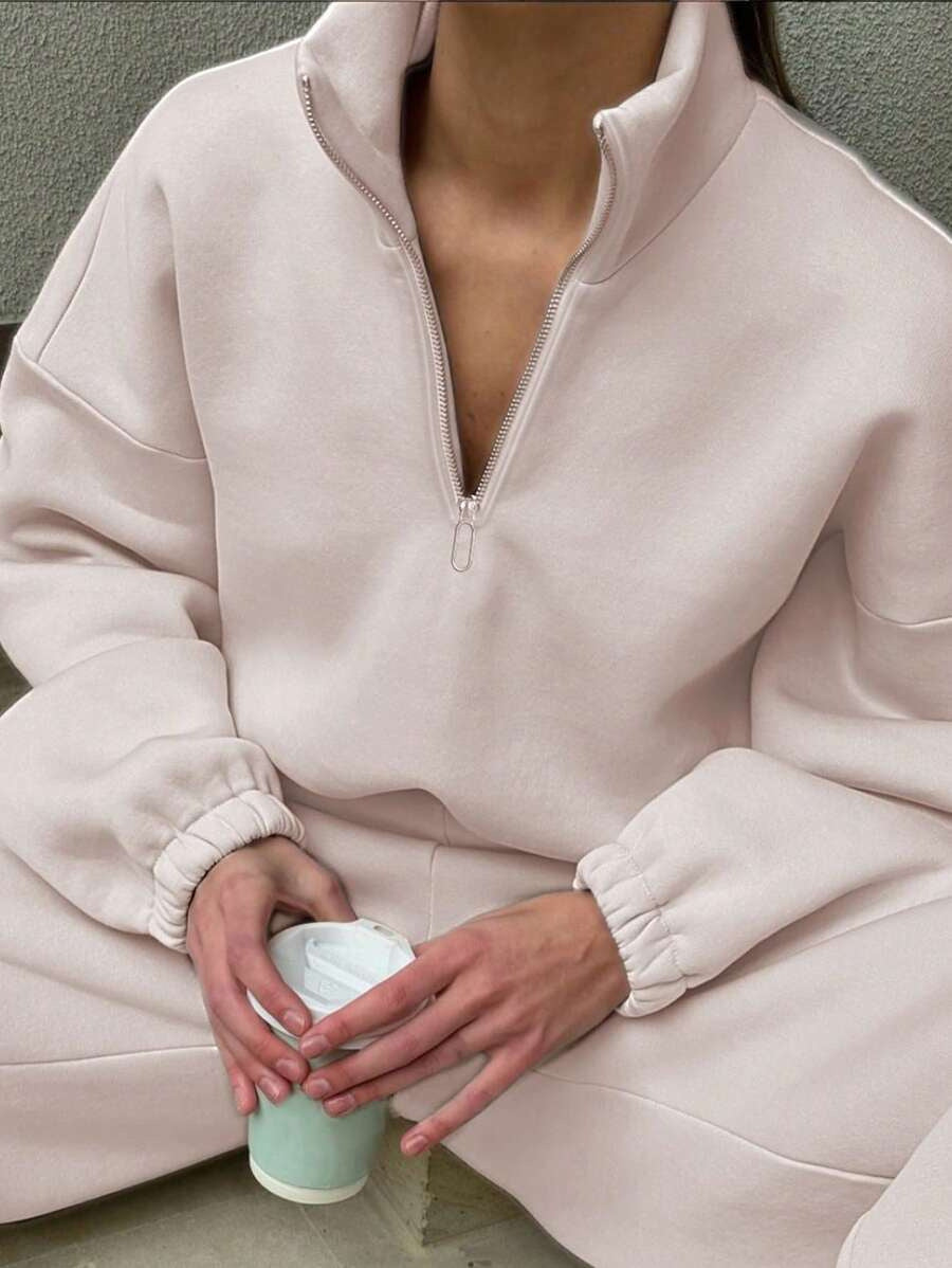 Kvinders sweater med høj krave og lynlås Skovae