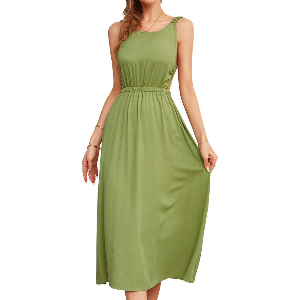 Dame Maxi-kjole med asymmetrisk kant og elastisk bund Stilla