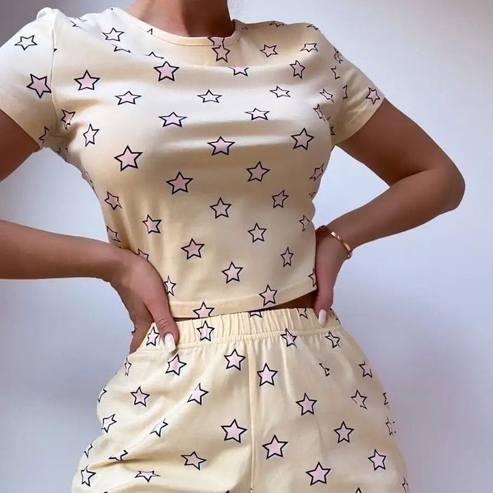 Dame top og shorts sæt med stjernemotiv Stilla