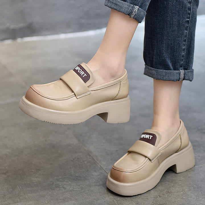 Dame Slip-On Mokassiner med tyk plateau sål og praktisk velcro Stilla