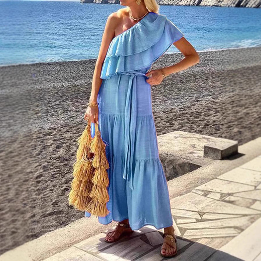 Dame One-Shoulder Sommerkjole Stilla