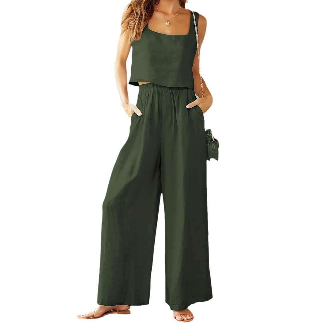 Dame jumpsuit med brede ben og praktiske lommer Stilla