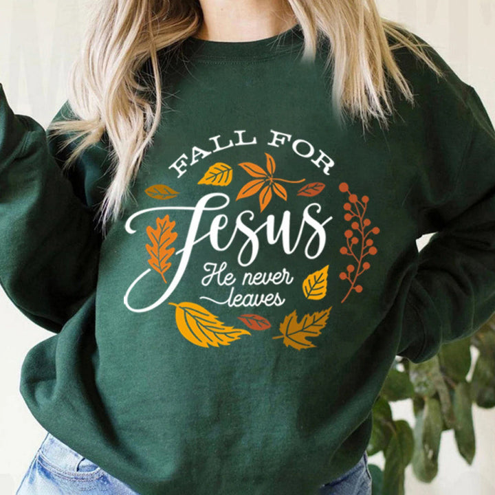 Kvinders sweatshirt med inspirerende botanisk efterårsdesign og behageligt blødt inderfor Stilla