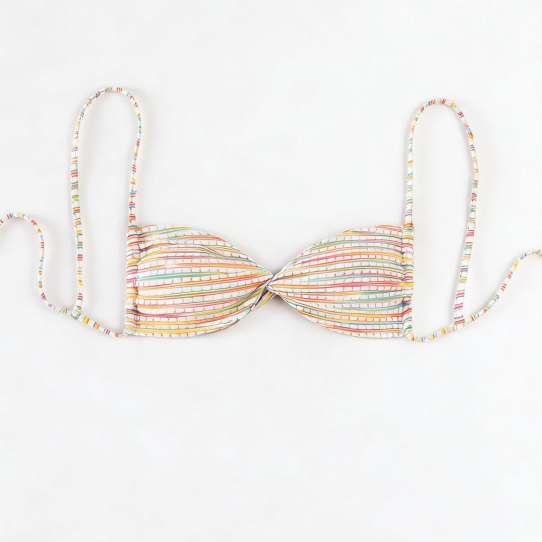 Dame bandeau-bikini med farverige perledetaljer Skovae