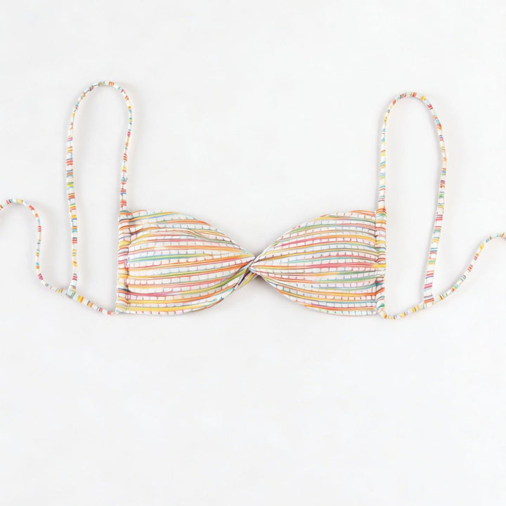 Dame bandeau-bikini med farverige perledetaljer Skovae