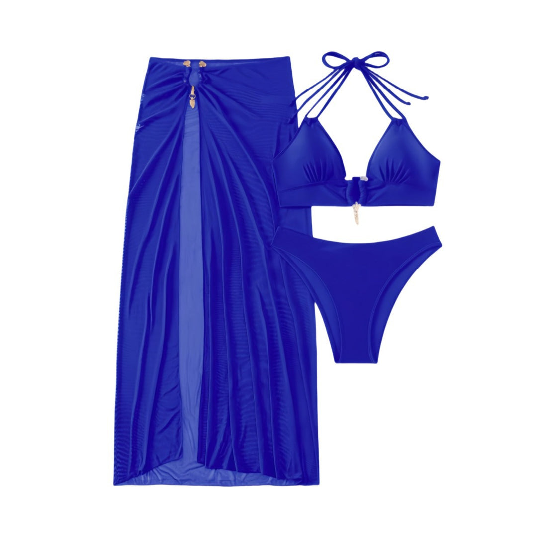 Damer bikini-sæt med elegant omslagskorts-optik og justerbare stropper Skovae