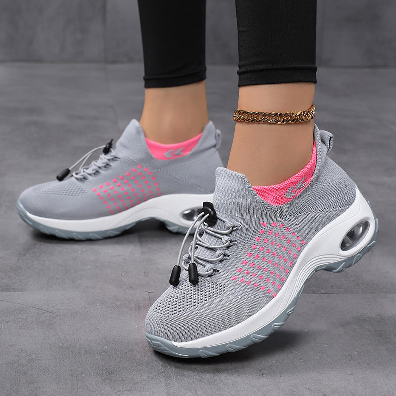 Dame nan åndbar strikkede plateau sneakers med luftstød og elastisk skaft Skovae