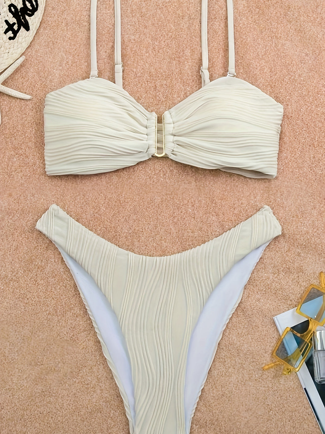 Dame Bikini-Set med raffinerede folder og justerbare stropper Skovae