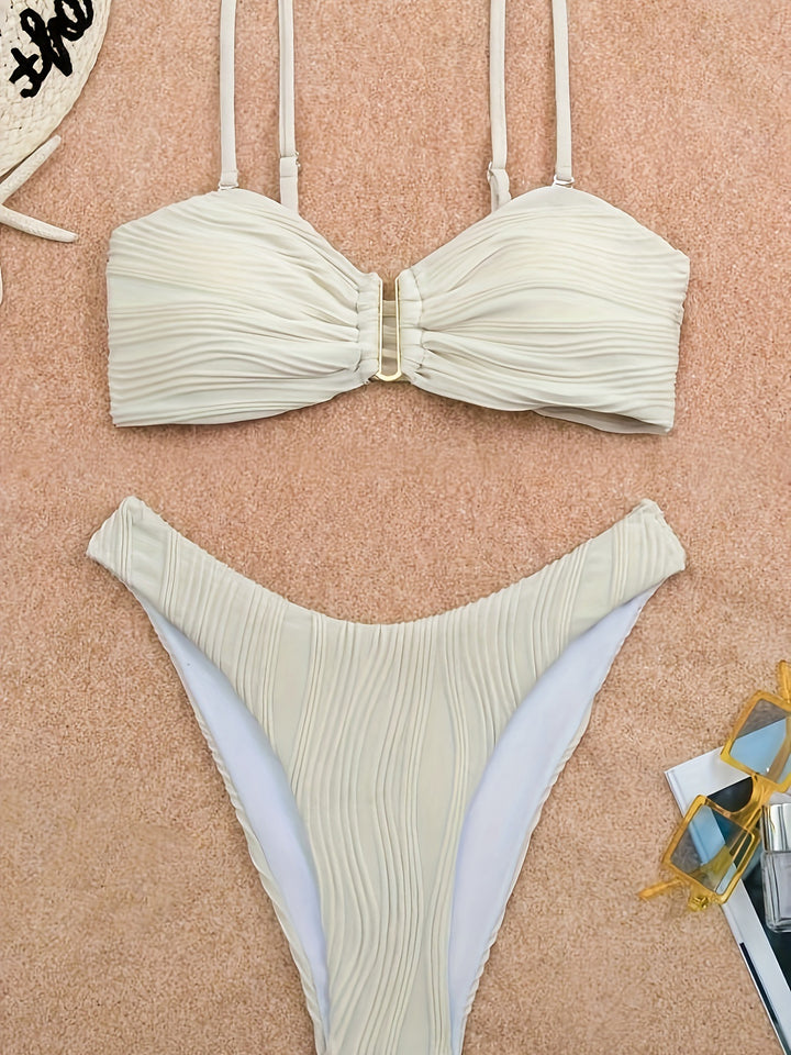 Dame Bikini-Set med raffinerede folder og justerbare stropper Skovae