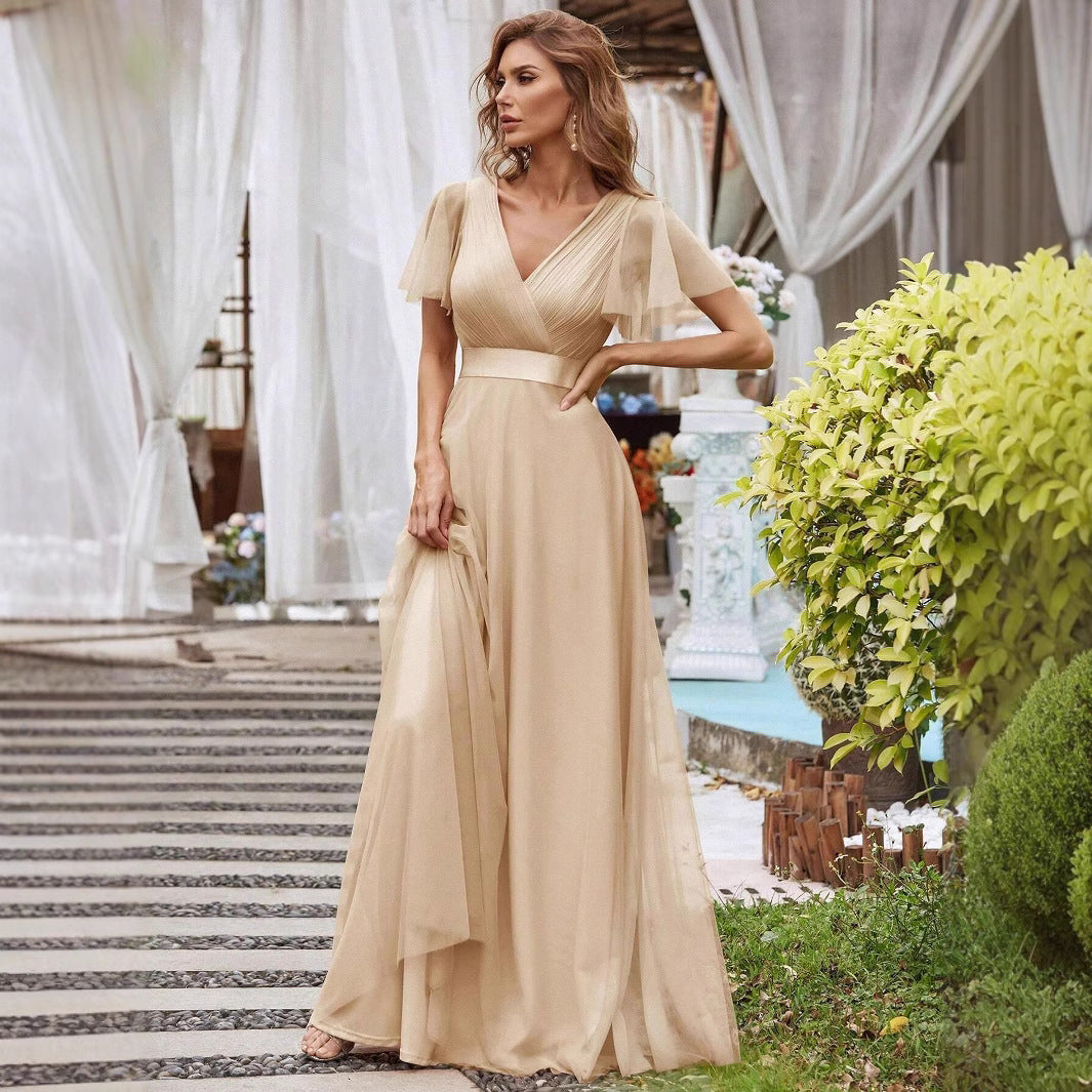 Dame Maxikjole med elegante Voile-ærmer Stilla