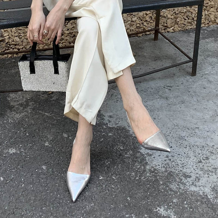 Dame Sling-pumps med elegant spids og fashionable teksturer Stilla