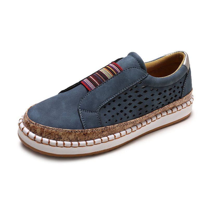 Dame Åndbare Slip-On Sneakers med elastisk rem og stilfuldt Korkdesign Stilla