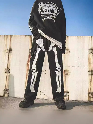Herren Baggy-Jeans med skulpturelt skeletdesign Stilla