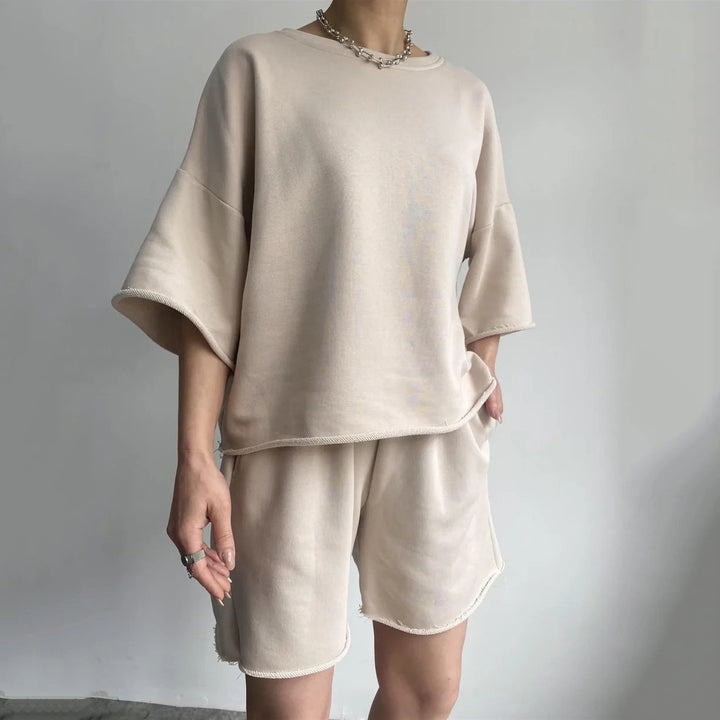 Kvinders casual sæt med kortærmet top og shorts Skovae