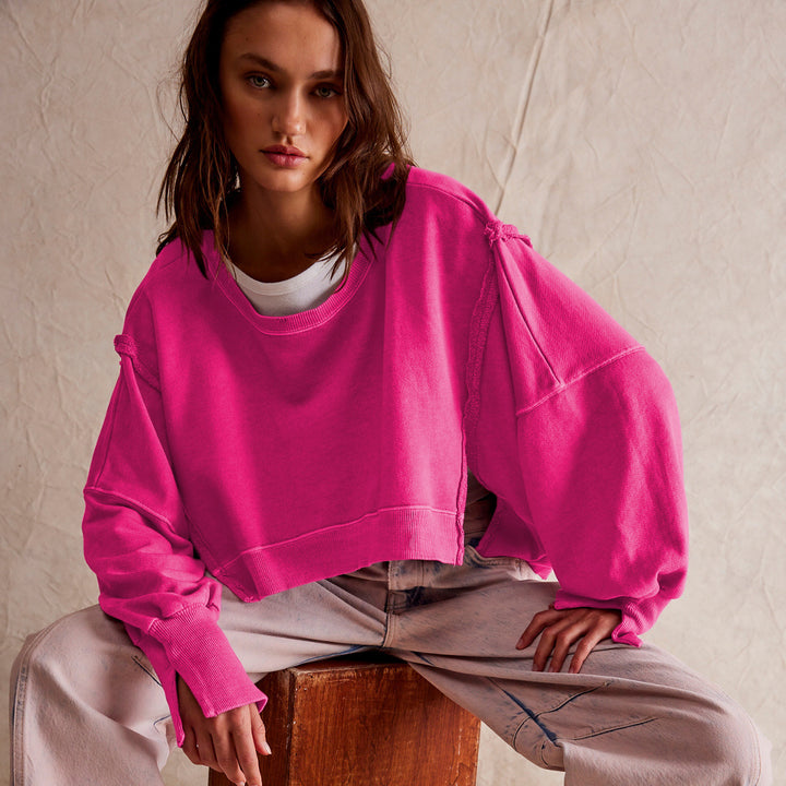 Dame afslappet oversized sweater med voluminøse ærmer og blødt materiale Stilla