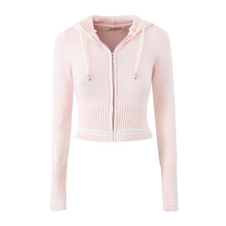 Damer cropped hættepullover med lynlås og elastisk kant Stilla