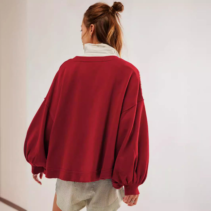 Dame afslappet cropped sweatshirt med voluminøse ærmer Stilla