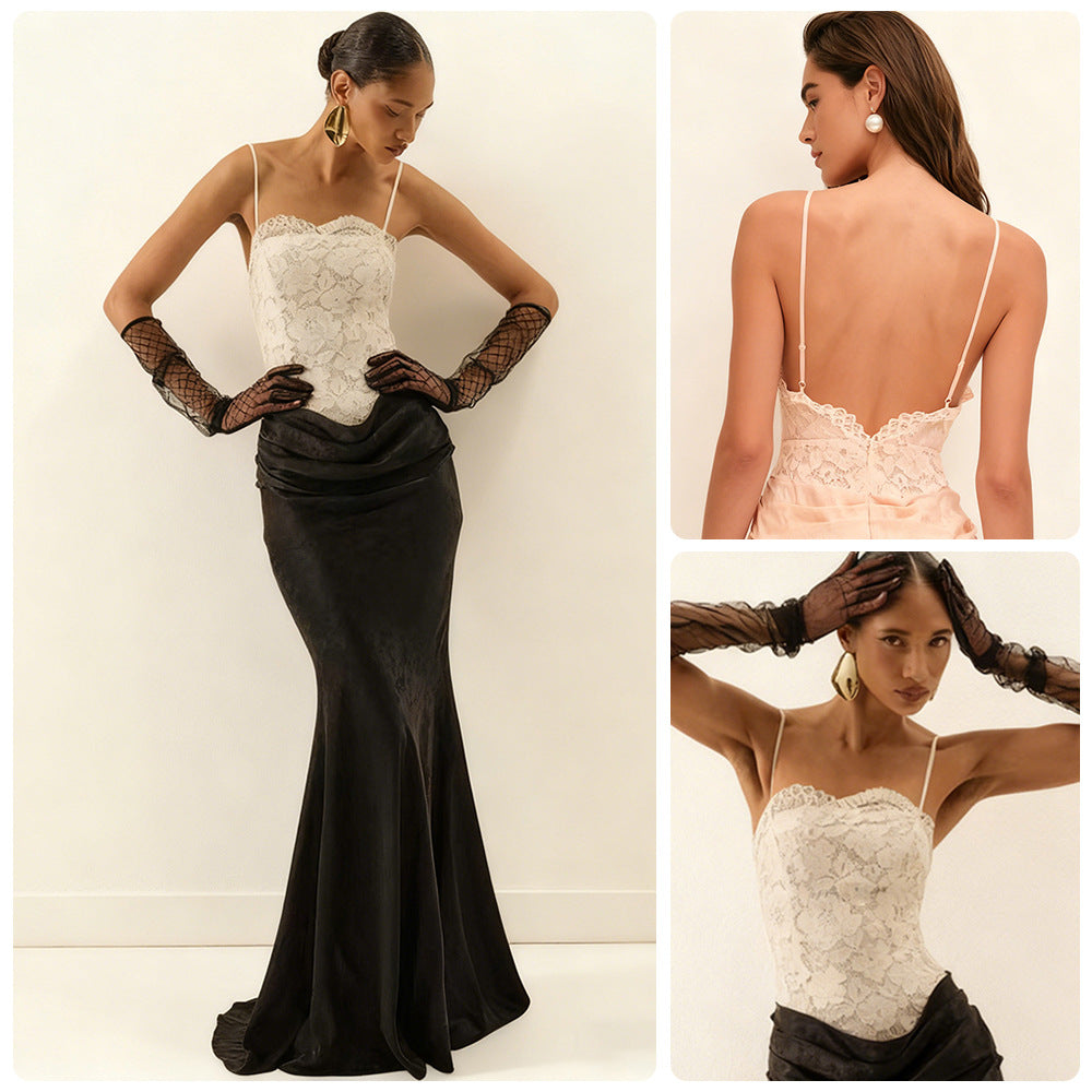 Kvinders elegante korset aftenkjole med chic peplum og lang kant Skovae