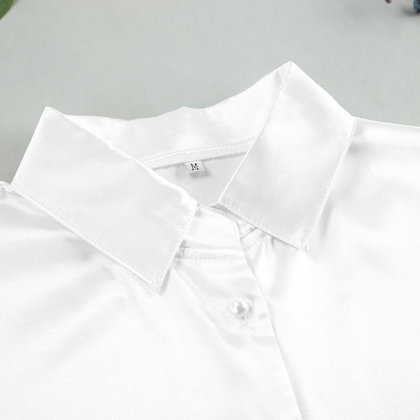 Dame elegant satin-nattøj med fine spidsbeslag Stilla