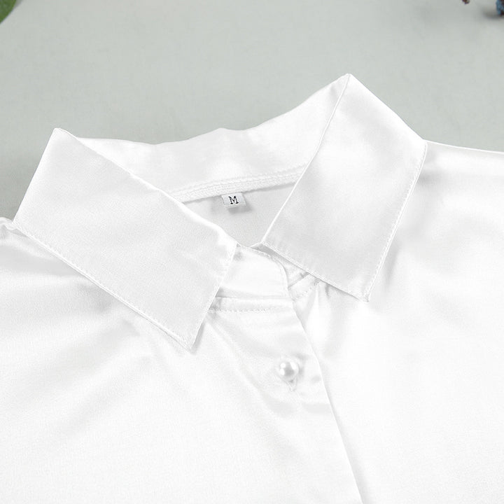 Dame elegant satin-nattøj med fine spidsbeslag Stilla