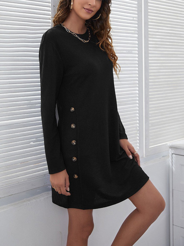 Dame sweatshirtkjole med elegant knaplukning og moderne snit Stilla