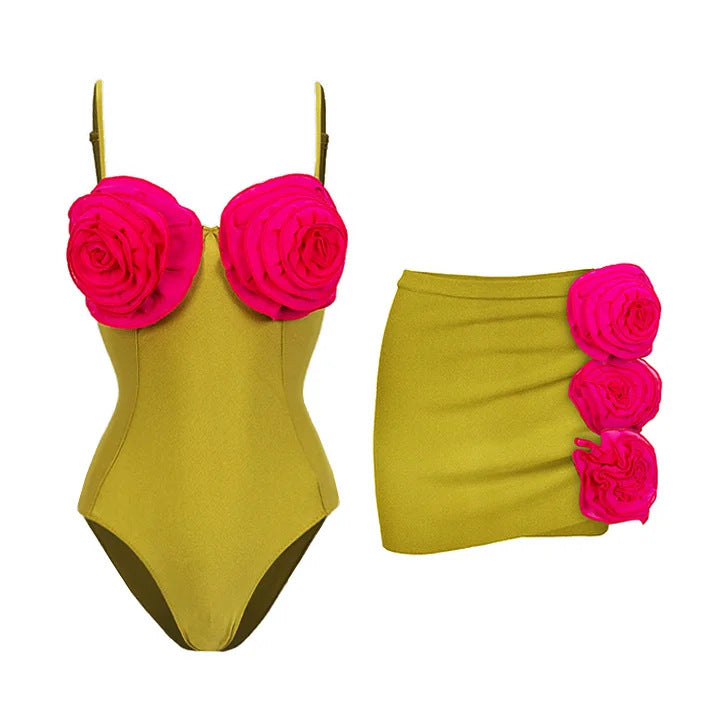 Dame Bikiniset med blomster ruffles design Skovae