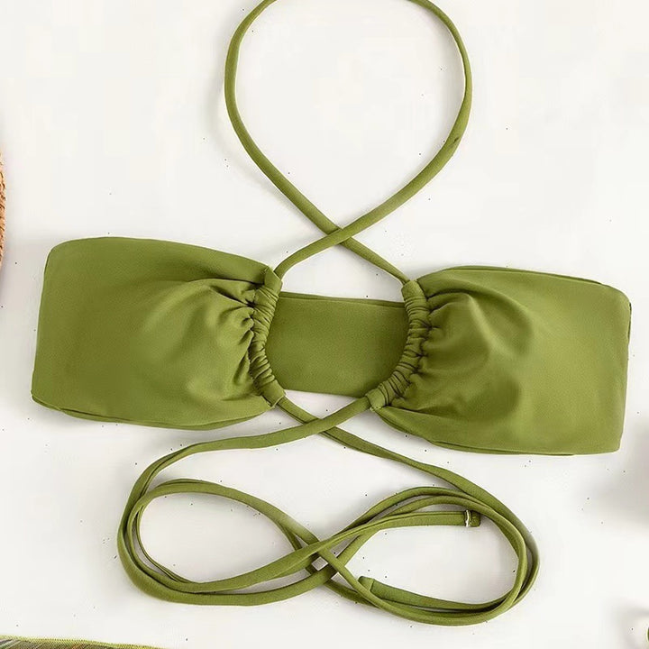 Dame bikini-sæt med raffineret indpakningsdesign og dekorativ overdel Skovae