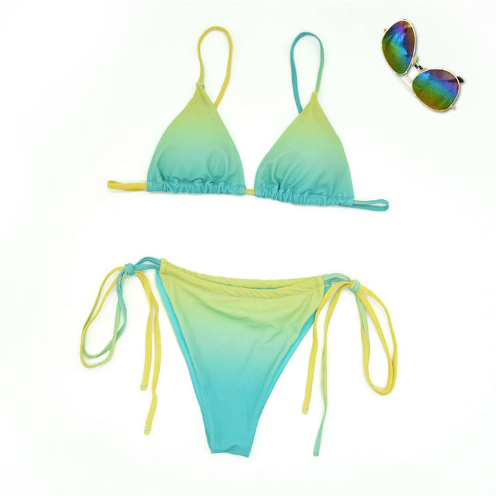 Dame triangel-bikini med trendy ombre-design Skovae