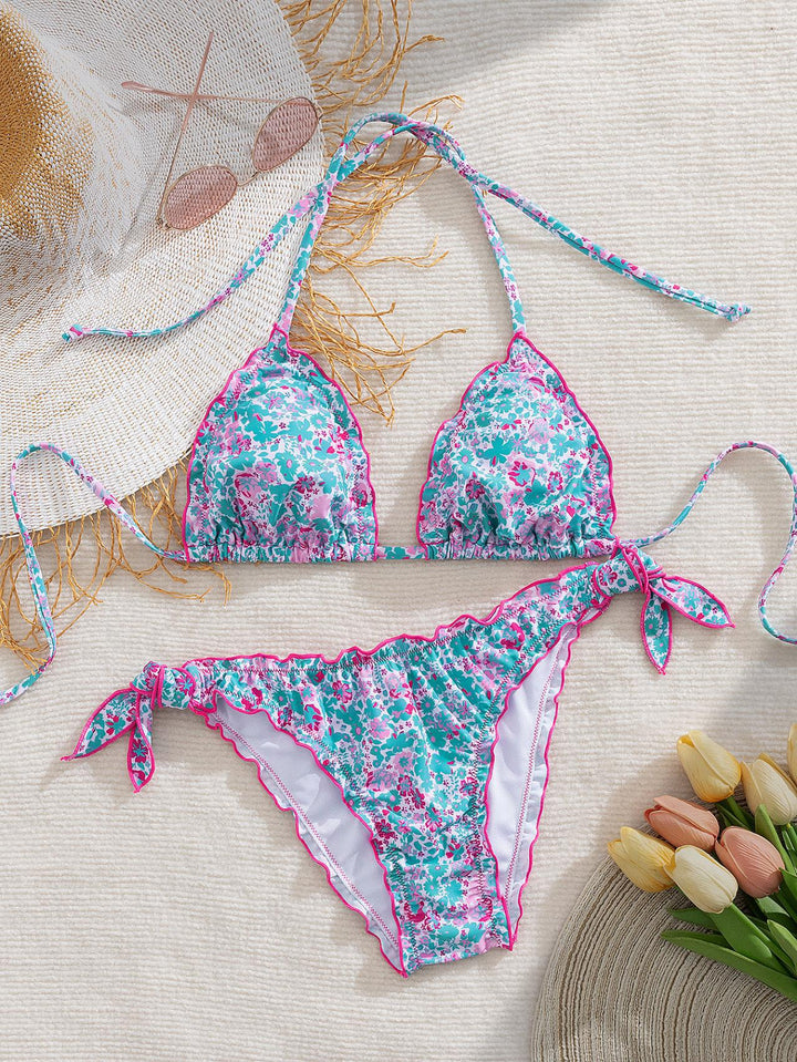 Damer floral mønstret trekant-bikini Skovae
