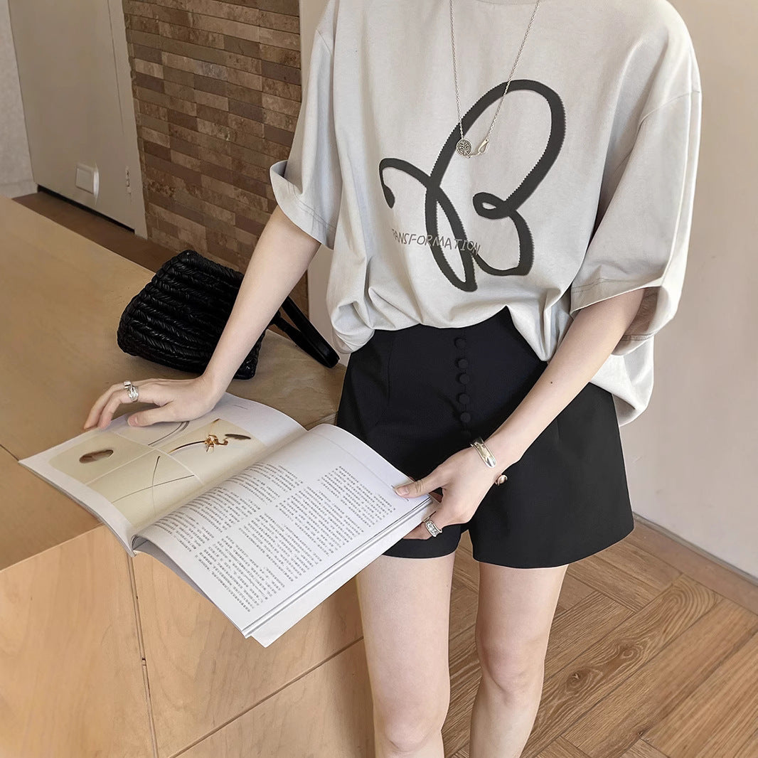 Dame elegante shorts med gennemgående knaplukning Stilla