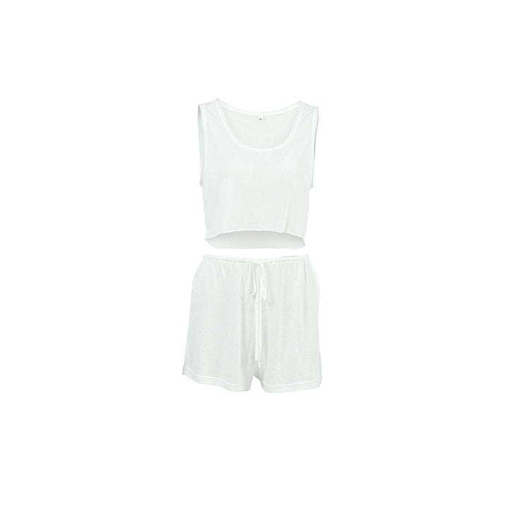Dame afslappet kortærmet pyjamasæt med elastisk talje og let stof Stilla