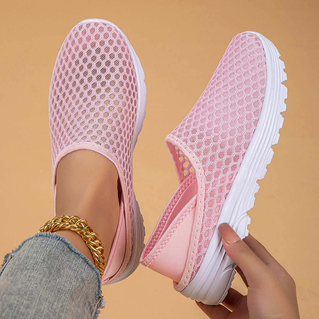 Dame nan luftige slip-on sneakers med honningkage-strikoverdel og dæmpet komfortsål Skovae
