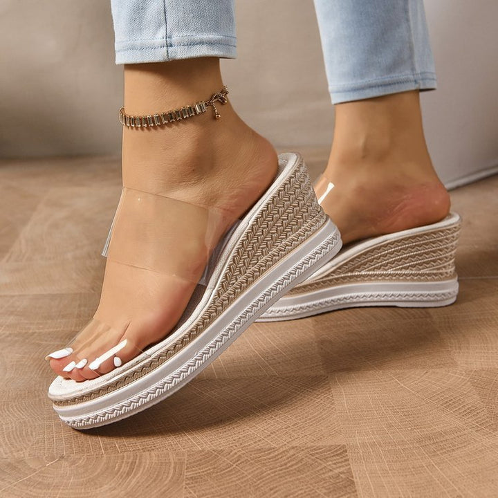 Dame Wedgesandaler med transparente remme og ergonomisk fodseng Stilla