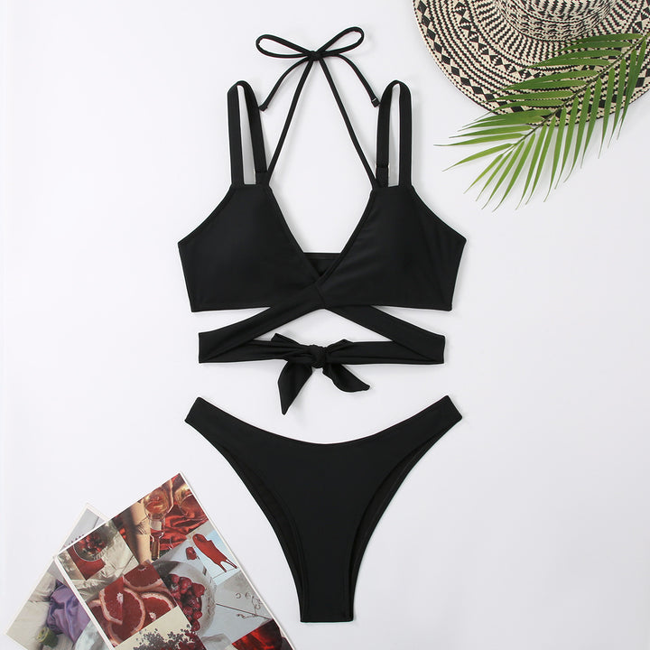 Dame Cropped Bikini-sæt med justerbare stropper og knude detalje Stilla