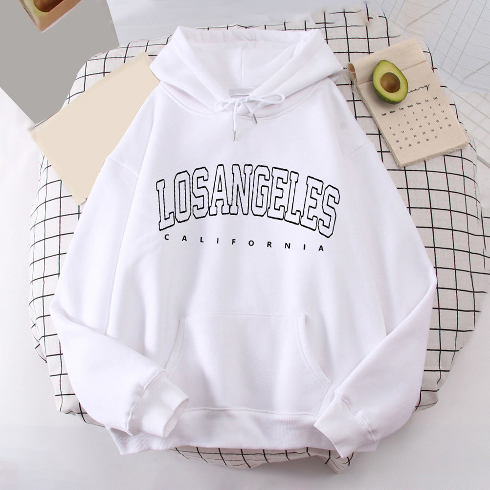 Damehoodie til kvinder med moderne Los Angeles print og løs pasform Skovae