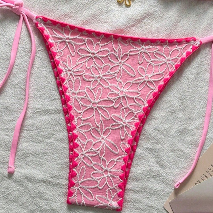 Dame Triangel-Bikini-Sæt med florale broderier Skovae