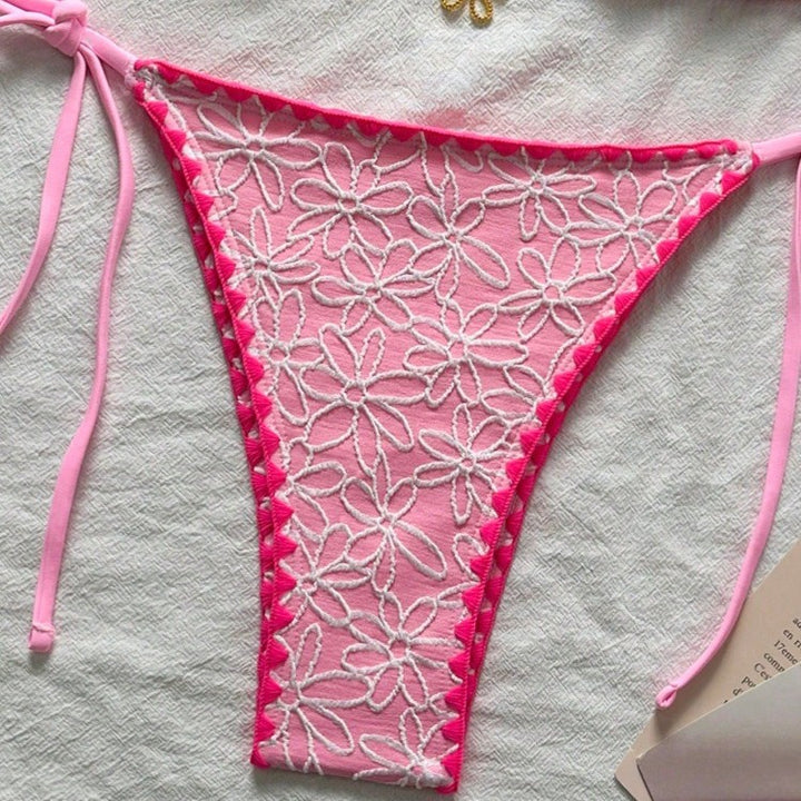Dame Triangel-Bikini-Sæt med florale broderier Skovae