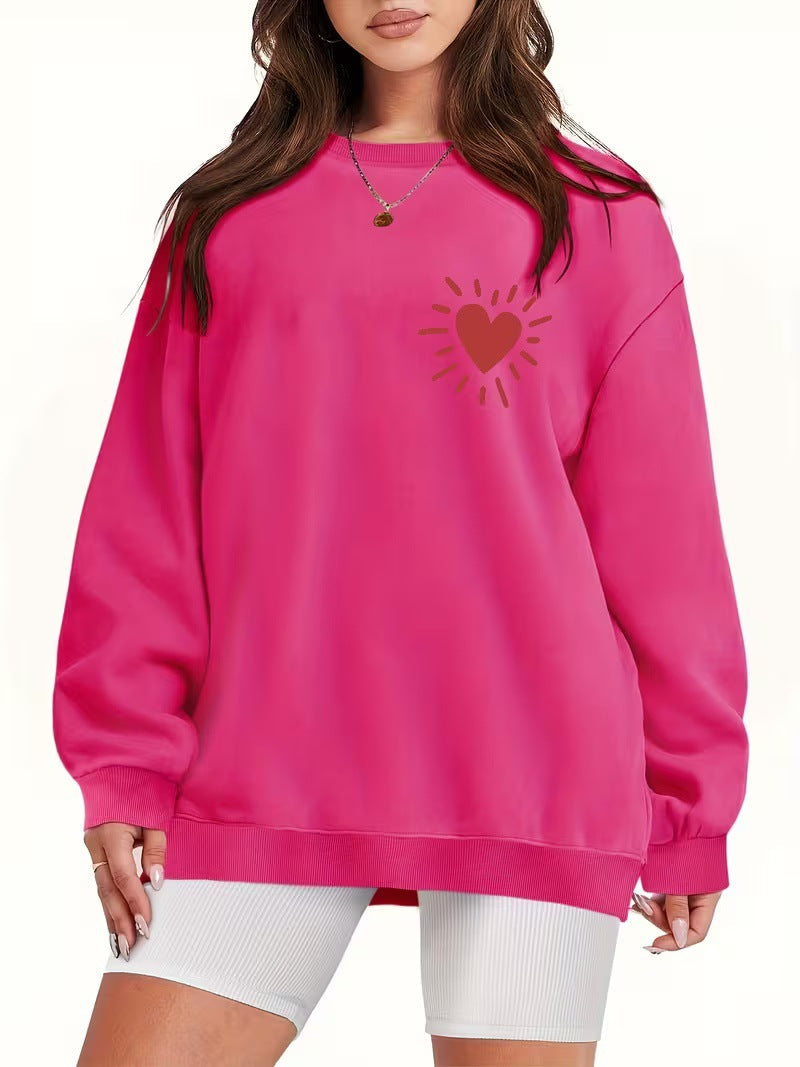 Kvinders sweatshirt med afslappet hjertemotiv og oversized pasform Skovae
