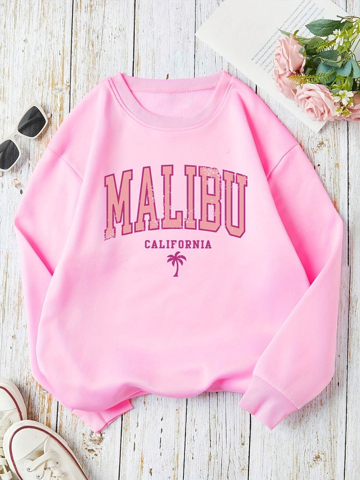 Dame sweatshirt med livligt Malibu-tryk og afslappet pasform Stilla