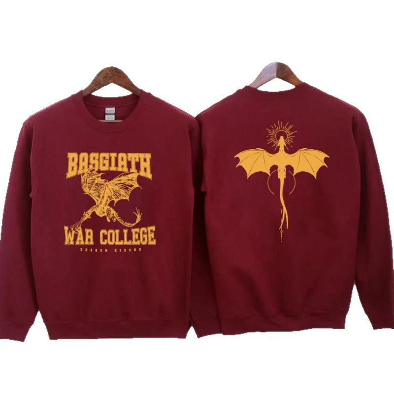 Kvinders sweatshirt med kreativ dragemotiv og unikt college design Skovae