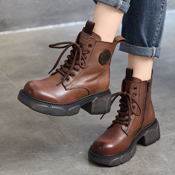 Dame Chunky Snørestøvler med robust profil og fashionable detalje Stilla