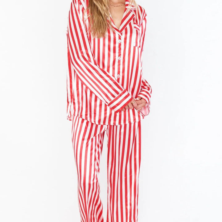 Dame Stribet Pyjamas Sæt Skovae